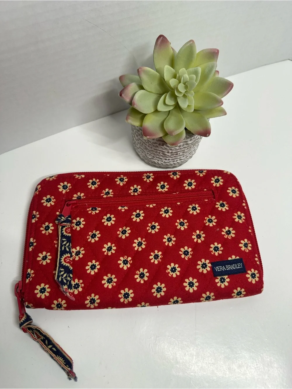 Vera Bradley Red Floral Quilted Zip Wallet